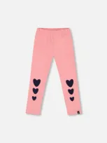 Deux Par Deux Kids'  Little Girl's Organic Cotton Legging With Knee Print Pink In Mauve Glow