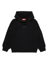 Diesel Kids' Oval D Cotton Hoodie In Black