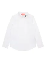 Diesel Kids' Logo-embroidered Cotton Shirt In White