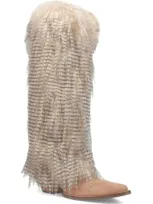 Dingo Snuggle Faux Fur Western Boot In Camel