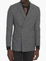 Dior District Check Double Breasted Blazer In Gray