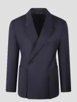 Dior Bar Jacket With Slanted Closure In Blue