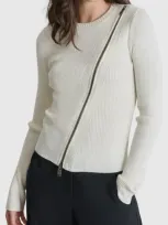 Dkny Asymmetric Zip Detail Sweater In Ivory