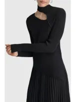 Dkny Cutout Detail Rib Sweater In Black