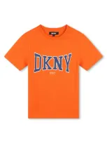 Dkny Kids' Logo-print Cotton T-shirt In Orange