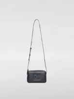 Dkny Logo-plaque Leather Crossbody Bag In Black