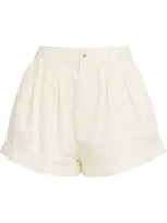 Doen Paige Pleated Organic Cotton-poplin Shorts In White