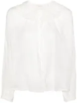 Doen White Ruffled Organic Cotton Blouse