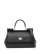 Dolce & Gabbana Medium Sicily Leather Tote Bag In Black