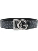 Dolce & Gabbana Belt With Dg Allover Logo In Grey