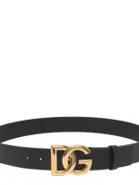 Dolce & Gabbana Dg Buckle Logo Belt In Black