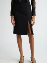 Dolce & Gabbana Bow Waist Wool Blend Pencil Skirt In Nero