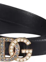 Dolce & Gabbana Buckle Logo Belt In Black