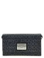 Dolce & Gabbana Coated Jacquard Crossbody Bag In Blue