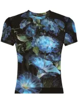 Dolce & Gabbana Floral-print Sheer Top In Black