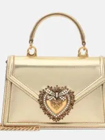 Dolce & Gabbana Gold Small Devotion Leather Shoulder Bag