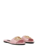 Dolce & Gabbana Dg Logo Leather Slides In Pink