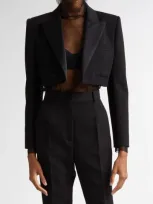 Dolce & Gabbana Dolce&gabbana Wool & Silk Blend Crop Blazer In N0000 Nero