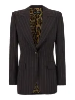 Dolce & Gabbana Pinstripe Blazer In Brown