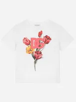 Dolce & Gabbana Jersey T-shirt With Tulip Print In Multicolor