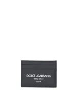 Dolce & Gabbana Logo Leather Card Holder In Blue