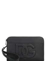 Dolce & Gabbana Leather Pouch In Black