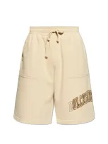 Dolce & Gabbana Logo Embroidered Jogging Shorts In Beige