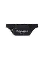 Dolce & Gabbana Embossed-logo Belt Beg In Black