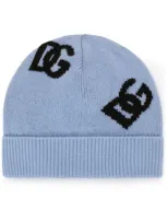 Dolce & Gabbana Dg Logo Beanie In Light Blue