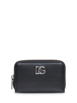 Dolce & Gabbana Logo Plaque Zipped Compact Wallet In Black