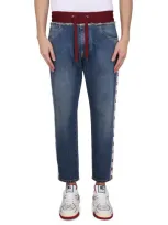 Dolce & Gabbana Loose Jogger Jeans With Branded Bands In Multicolor