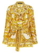 Dolce & Gabbana Silk Twill Pajama Shirt With Majolica Print