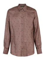 Dolce & Gabbana Martini Printed Silk Shirt In Multi