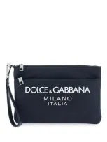 Dolce & Gabbana Nylon Pouch With Rubberized Logo In Black