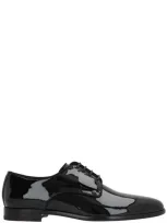 Dolce & Gabbana Round Toe Lace-up Shoes In Nero