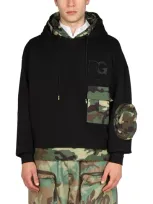 Dolce & Gabbana Black Cotton Camouflage Sweatshirt In Variante Abbinata