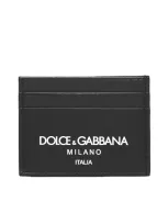 Dolce & Gabbana Logo Leather Cardholder In Dg Milano Italia