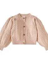 Donsje Kids' Zinne Wool And Cotton-blend Cardigan In Pink