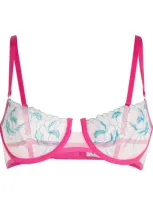 Dora Larsen Embroidered Audrey Underwire Bra In Pink