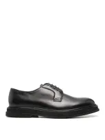 Doucal's Brown Calf Leather Derby Shoes In Black