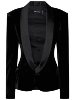 Dsquared2 Shawl-lapels Single-breasted Blazer In Black