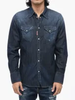 Dsquared2 Denim Shirt With Snap Buttons In Blue