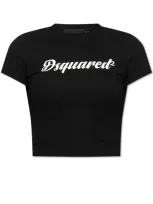 Dsquared2 Logo Printed Cropped T In Black