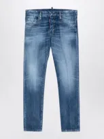 Dsquared2 Navy Washed Denim Jeans In Blue