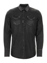 Dsquared2 Black Denim Western Shirt In Multicolor