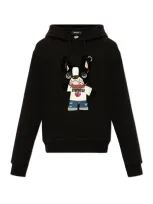 Dsquared2 Dog Printed Drawstring Hoodie In Black