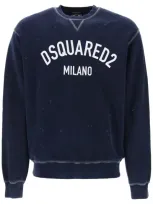 Dsquared2 Logo-print Distressed Sweatshirt In Blue