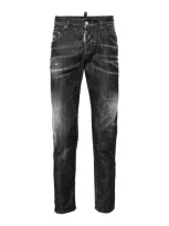 Dsquared2 Slim Fit Faded Stretch Cotton Jeans In Nero