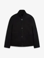 Dunhill Shearling Harrington Jacket In Black