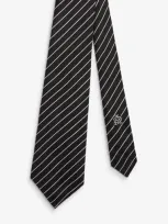 Dunhill Stripe Silk Woven Tie In Black